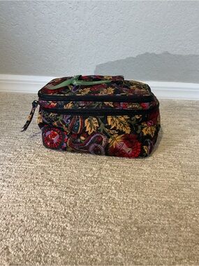 Vera Bradley Quilted Paisley Floral Cosmetic Case in Red, Gold, Green